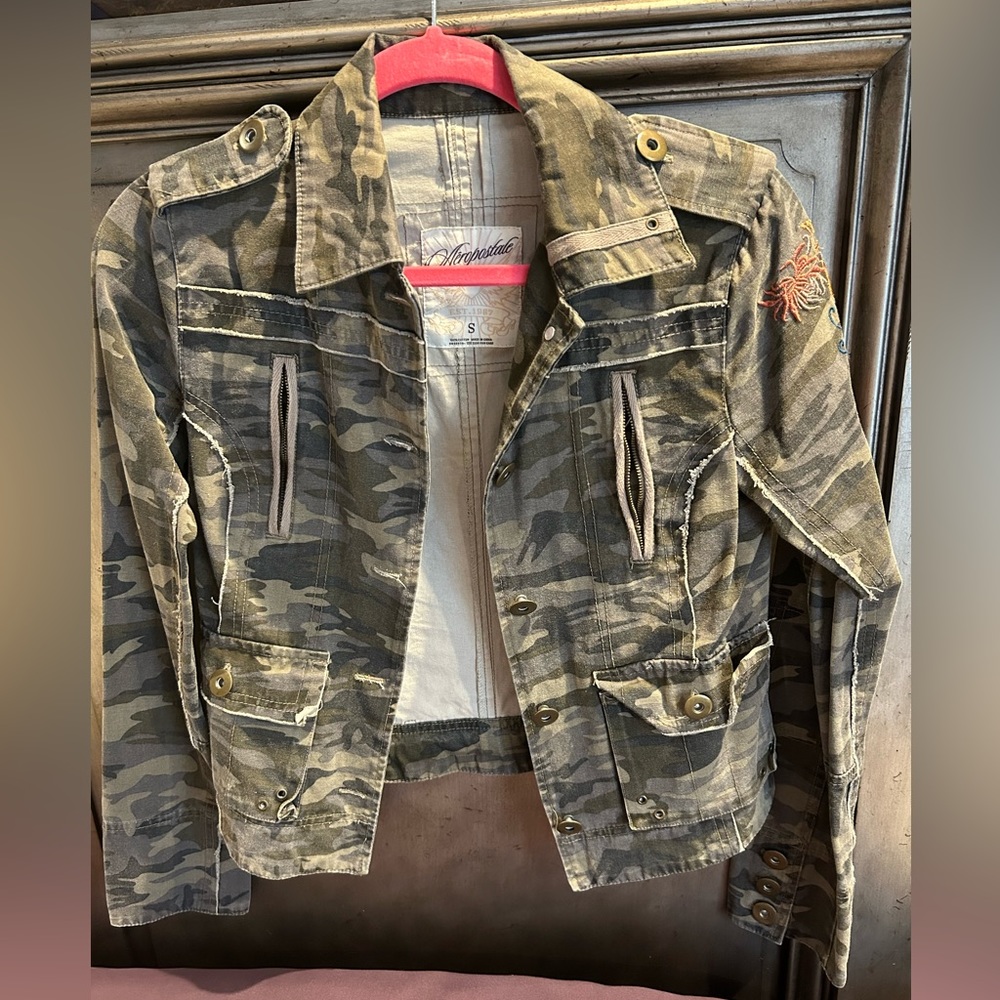 women camo lightweight casual short jacket